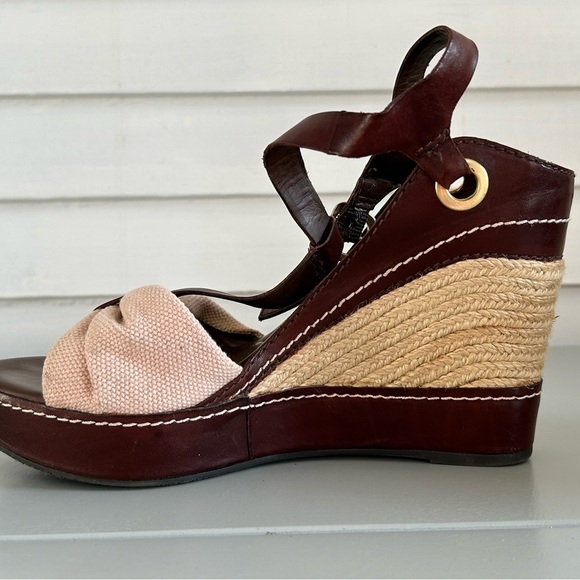 Franco Sarto Elegant Brown and Cream  Wedge Sandals Sz 10 - Picture 6 of 9